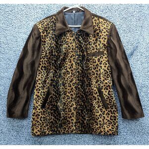 Pronti Collection By Phita Faux Pony Hair Jacket Mens XL Old Money Animal Print